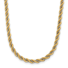 14K Two-tone Polished Textured Rope Necklace