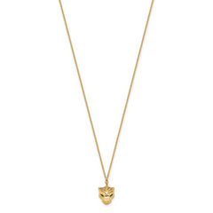 14k Polished D/C Green Enamel Tiger Necklace