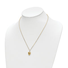 14k Polished D/C Green Enamel Tiger Necklace