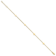 14k Polished Cross 9in w/ 1in ext. Anklet