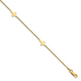 14k Polished Cross 9in w/ 1in ext. Anklet