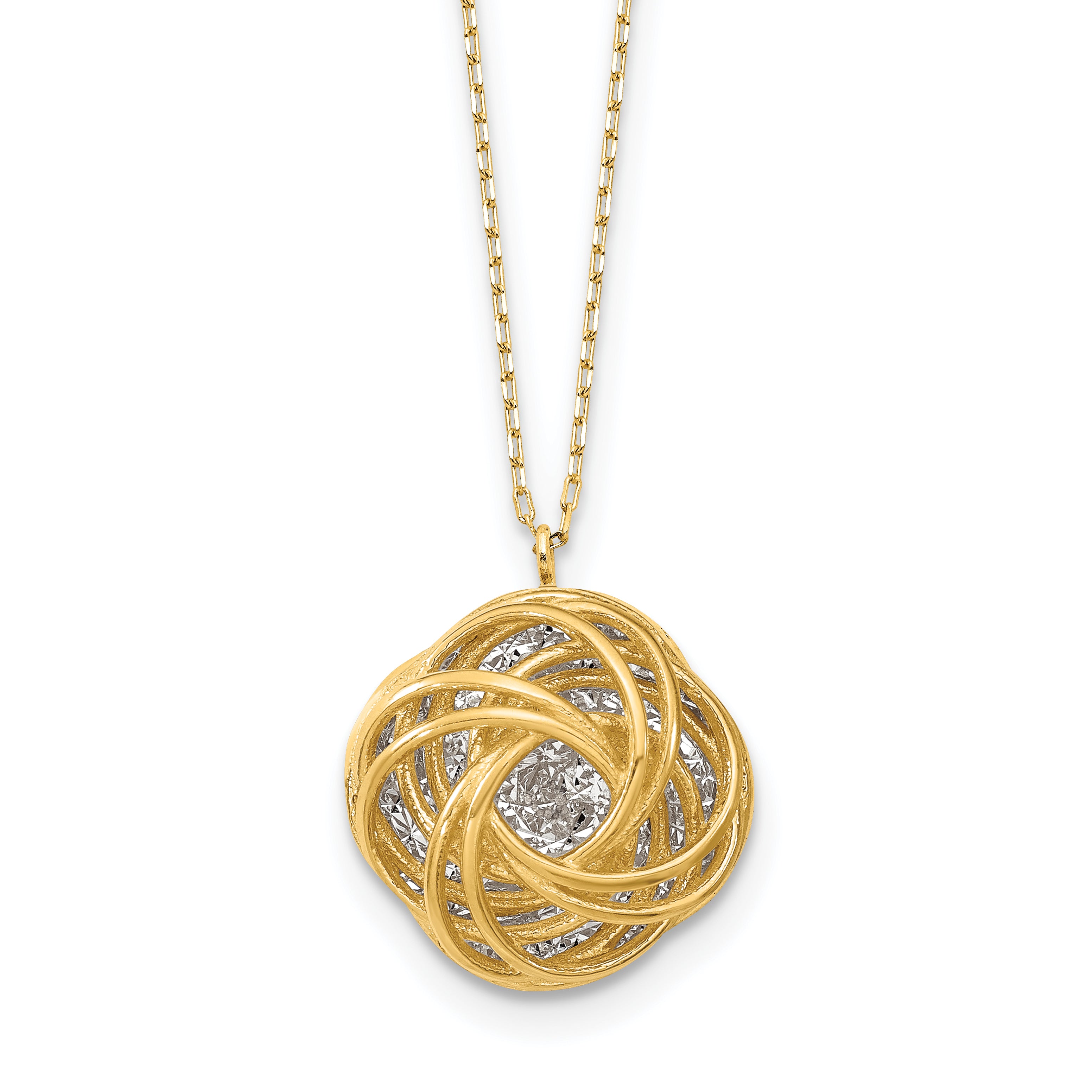 14K Two-tone Polished D/C Love Knot Necklace