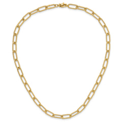 14k Polished Textured Oval Link Necklace