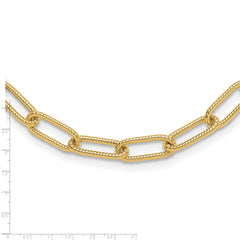 14k Polished Textured Oval Link Necklace
