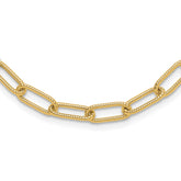 14k Polished Textured Oval Link Necklace