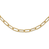 14k Polished Textured Oval Link Necklace