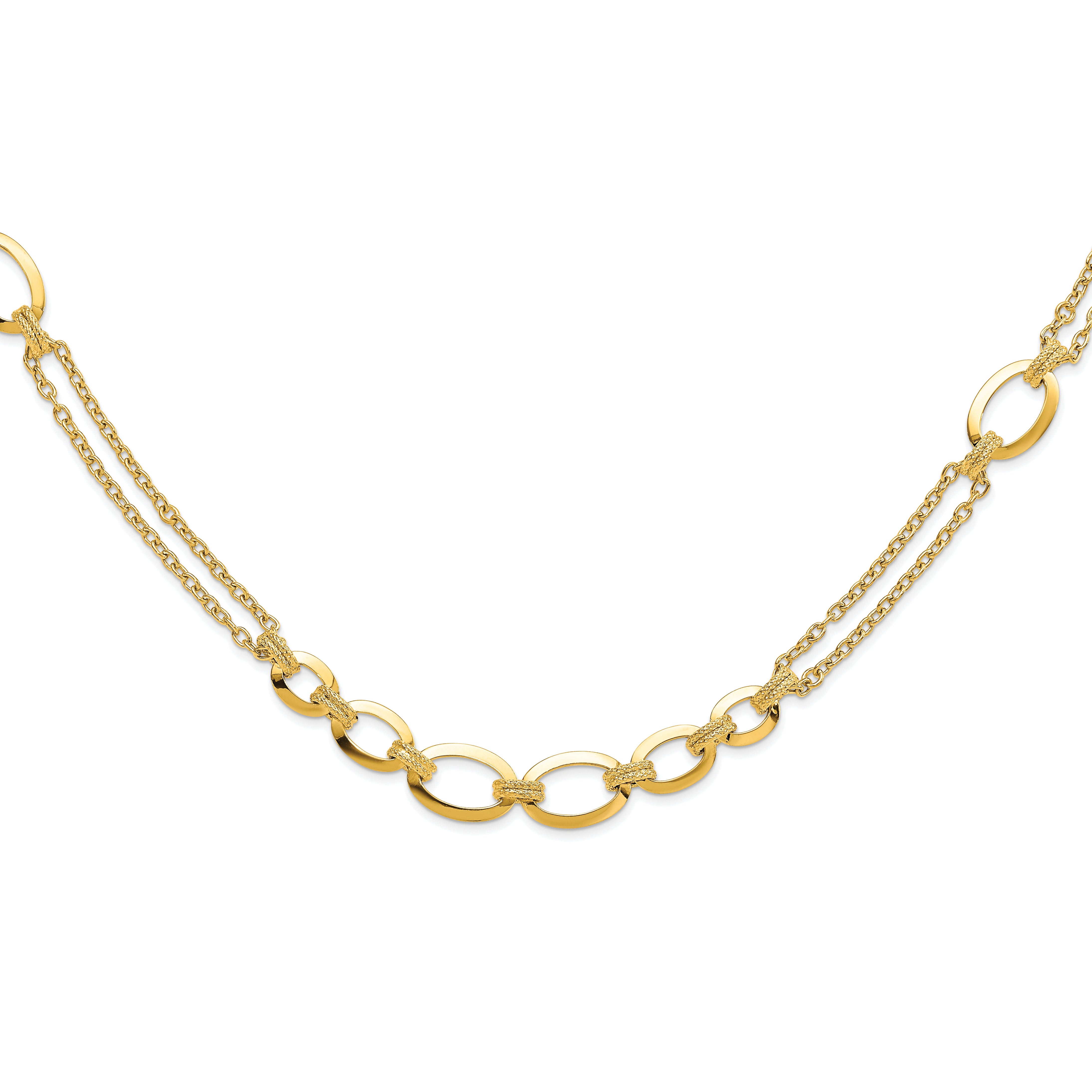 14K Polished Fancy Double-stranded Link Necklace