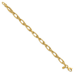 14K Polished Diamond-cut Fancy Link Bracelet