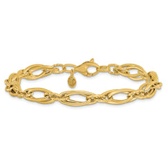 14K Polished Diamond-cut Fancy Link Bracelet