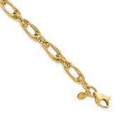 14K Polished Diamond-cut Fancy Link Bracelet