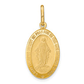 14k Polished and Matte Oval Miraculous Medal