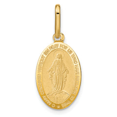 14k Polished and Matte Oval Miraculous Medal