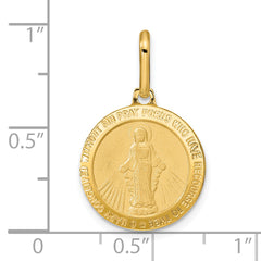 14k Polished and Matte Round Miraculous Medal