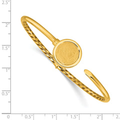 14k Polished and Matte Coin Hinged Bangle