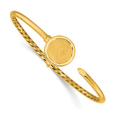 14k Polished and Matte Coin Hinged Bangle