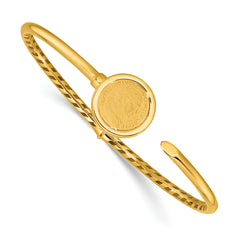 14k Polished and Matte Coin Hinged Bangle