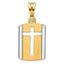 14K Two-tone Brushed Cross Dog Tag Pendant