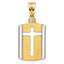 Cross Dog Tag Pendant in 14K Two-Tone Gold, 35mm Brushed & Polished - Sophia Jewelers