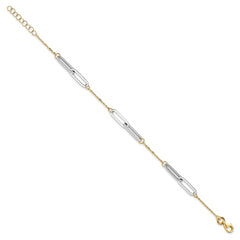 14k Two-tone Polished w/1in ext. Bracelet