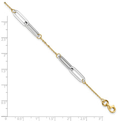 14k Two-tone Polished w/1in ext. Bracelet