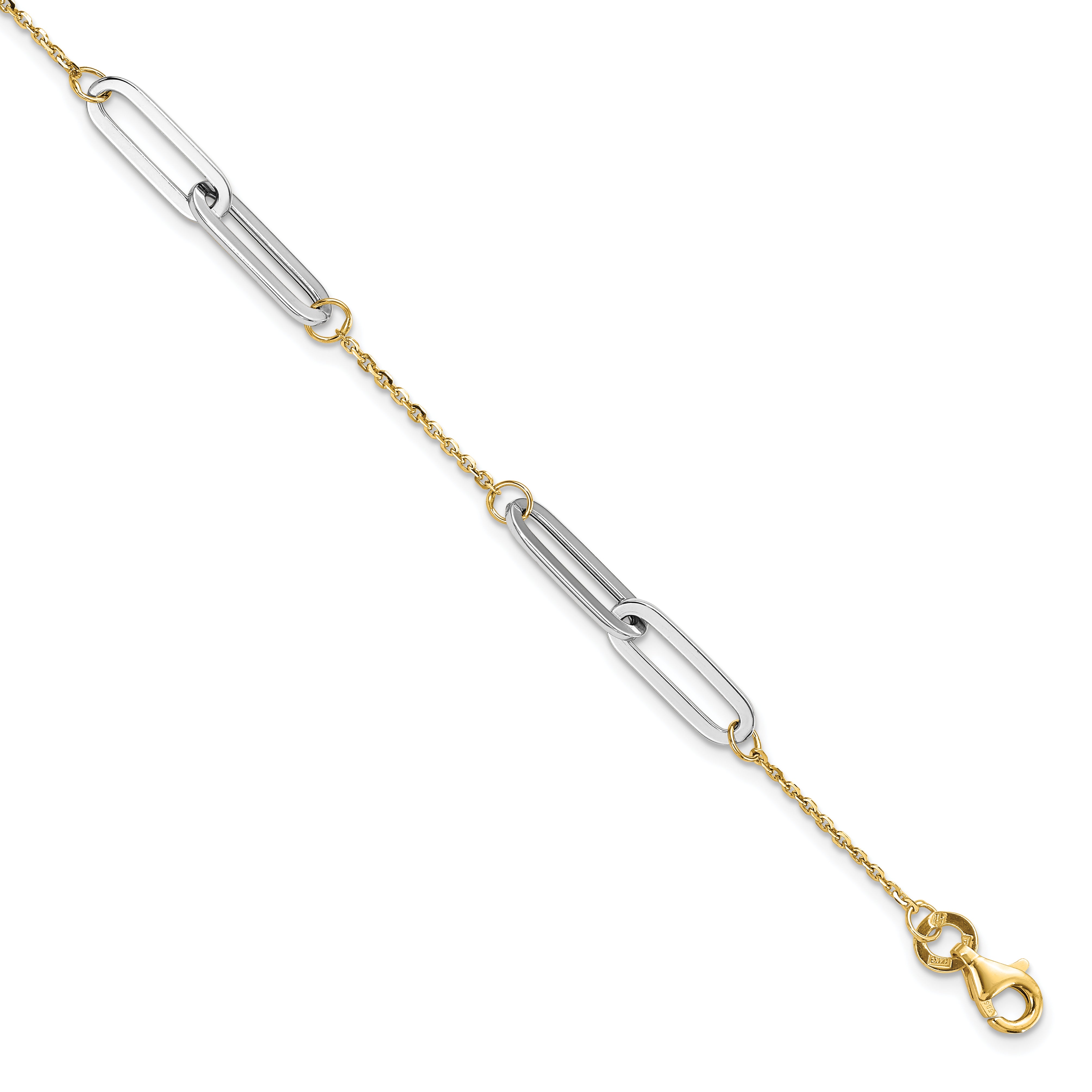 14k Two-tone Polished w/1in ext. Bracelet