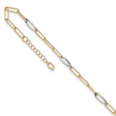 14K Two-tone Paperclip Link 9 inch Plus 1 inch Extender - Total 10 inch Anklet