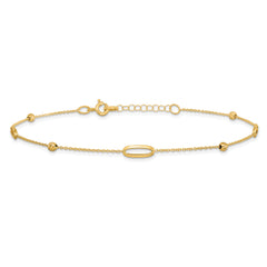 14K Ovals and Beads 9 inch Plus 1 inch Extender - Total 10 inch Anklet