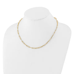 14K Polished and Textured Paperclip Link Necklace