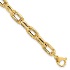14K Textured Hollow Fancy Link Bracelet