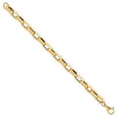 14K Polished Hollow Hammered Link Bracelet