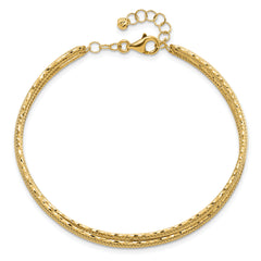 14K Diamond-cut and Textured with Safety Chain Bangle