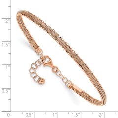 14K Rose Gold Dia-cut and Textured with Safety Chain Bangle