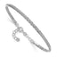 14K White Gold Dia-cut and Textured with Safety Chain Bangle