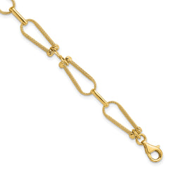 14K Dia-cut and Textured Fancy Link Bracelet
