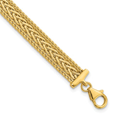 14K Polished and Textured Braided Bracelet