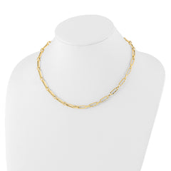 14K Polished and Textured Fancy Link Necklace