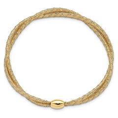 14K with Rhodium Polished 2 Strand Twist Stretch Bangle