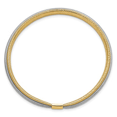 14K w/Rhodium Polished Mesh Stretch Bracelet