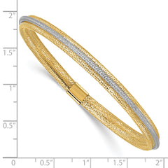 14K w/Rhodium Polished Mesh Stretch Bracelet