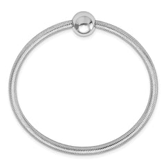 14K w/White RH-plating Polished with Bead Stretch Bracelet