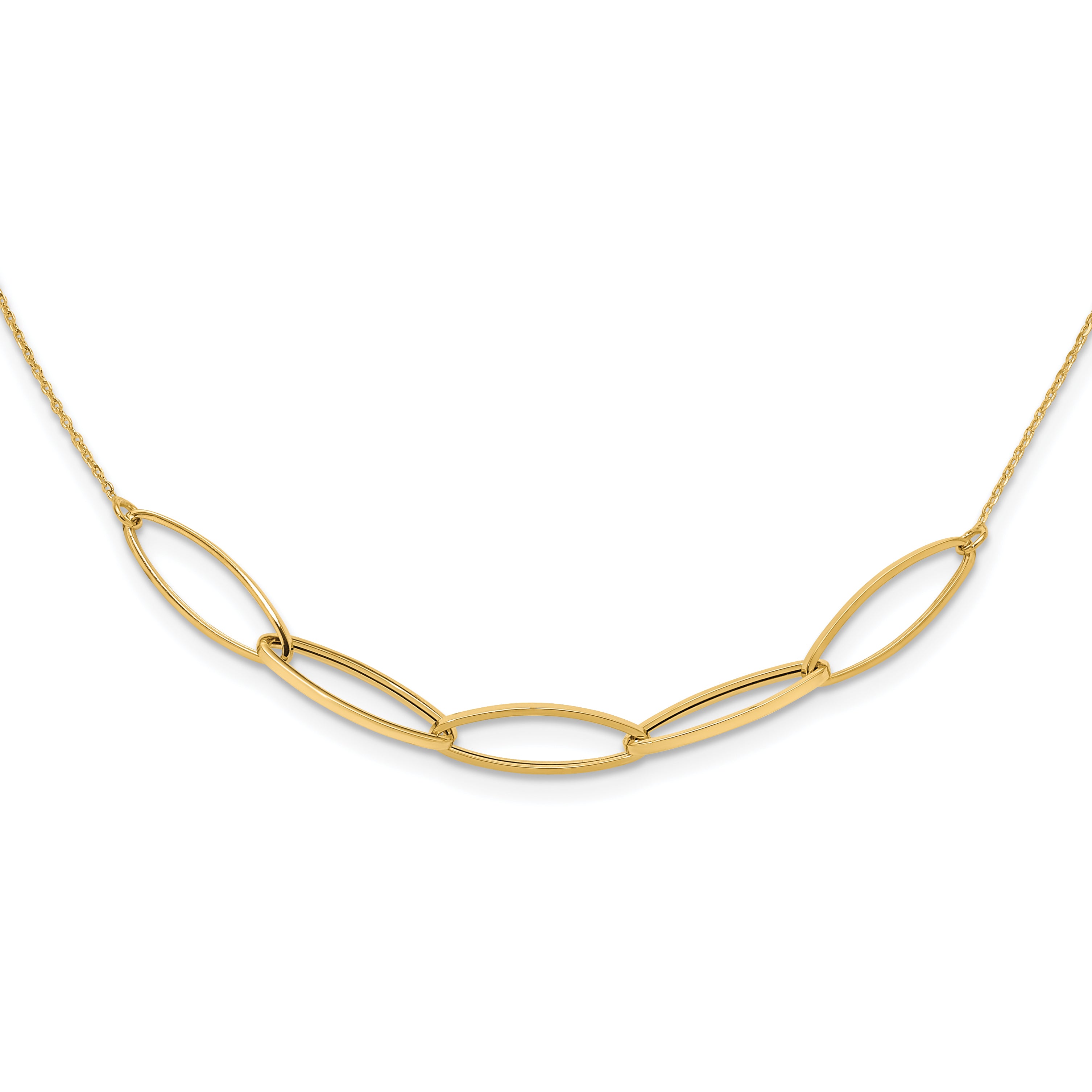 14K Polished Fancy Link 16.5in with 1in. Ext Necklace