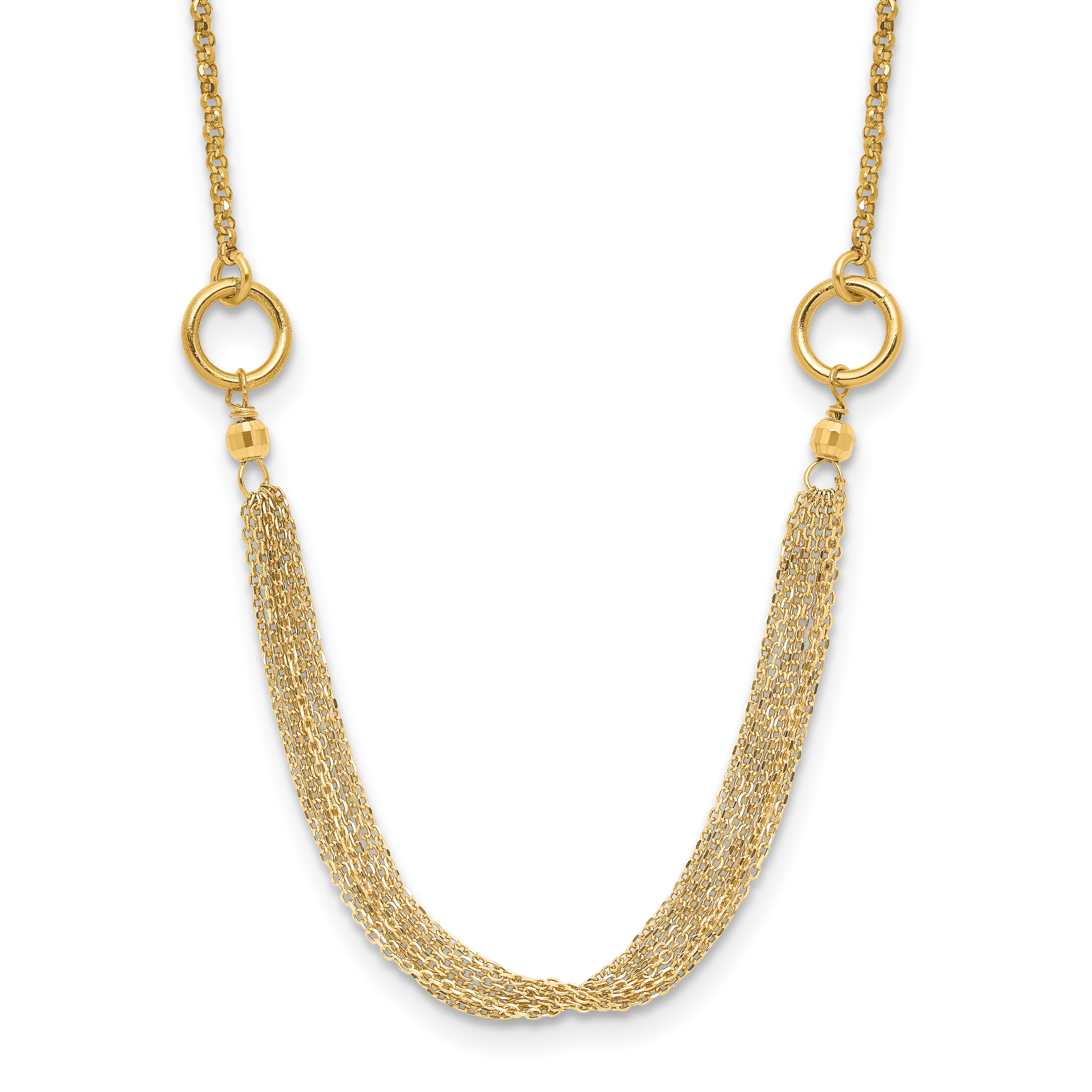 14K Diamond-cut Multi-strand Accent with 1in. ext. Necklace