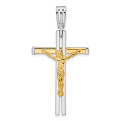 14K Two-tone Polished Crucifix Pendant