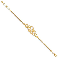 14K Polished and Satin Circles 2-strand with 1in. ext Bracelet