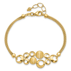 14K Polished and Satin Circles 2-strand with 1in. ext Bracelet