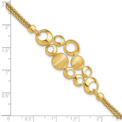 14K Polished and Satin Circles 2-strand with 1in. ext Bracelet
