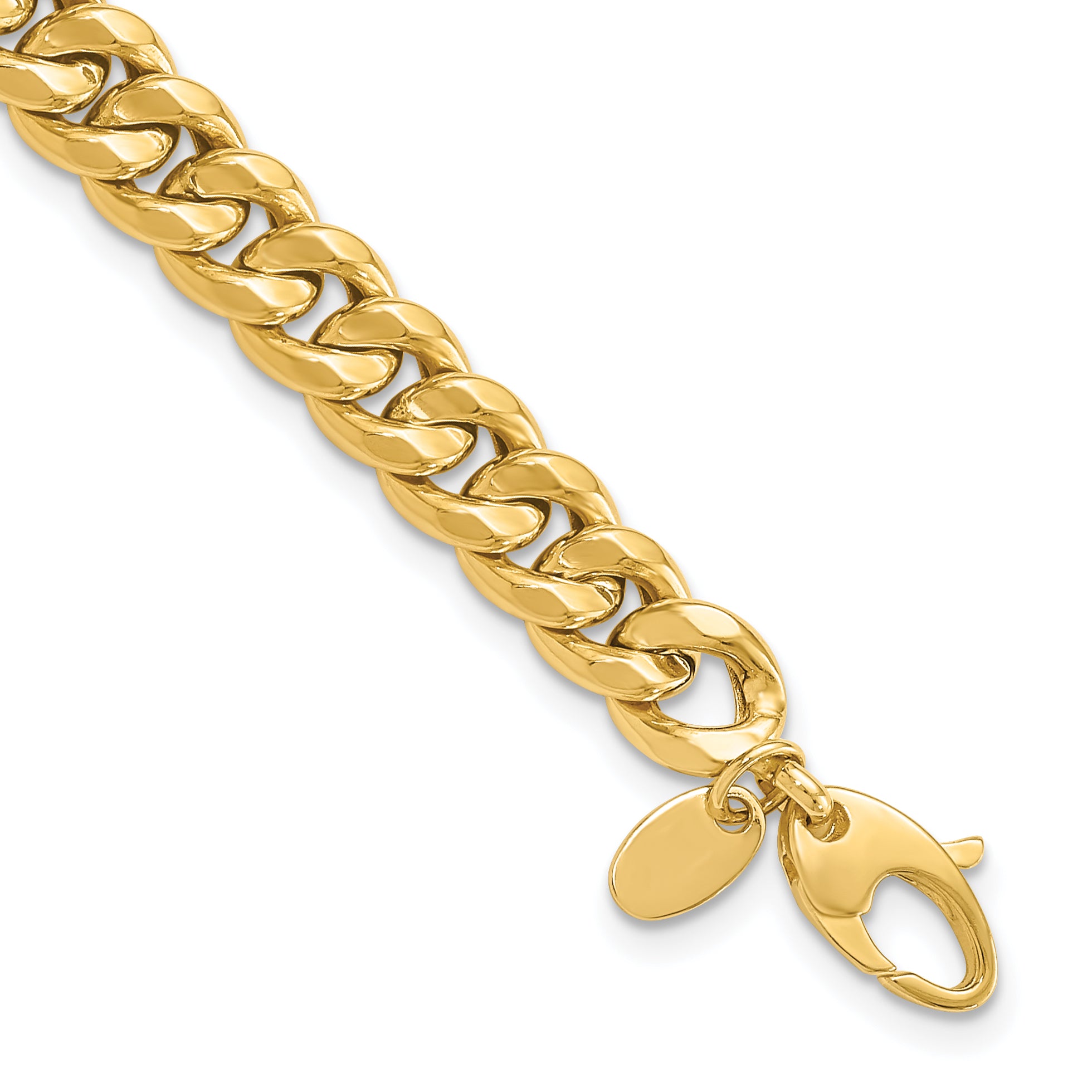 14K Polished Fancy Beveled Curb Bracelet