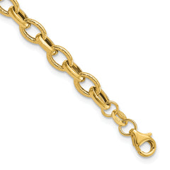 14K Polished and Textured Fancy Link Bracelet