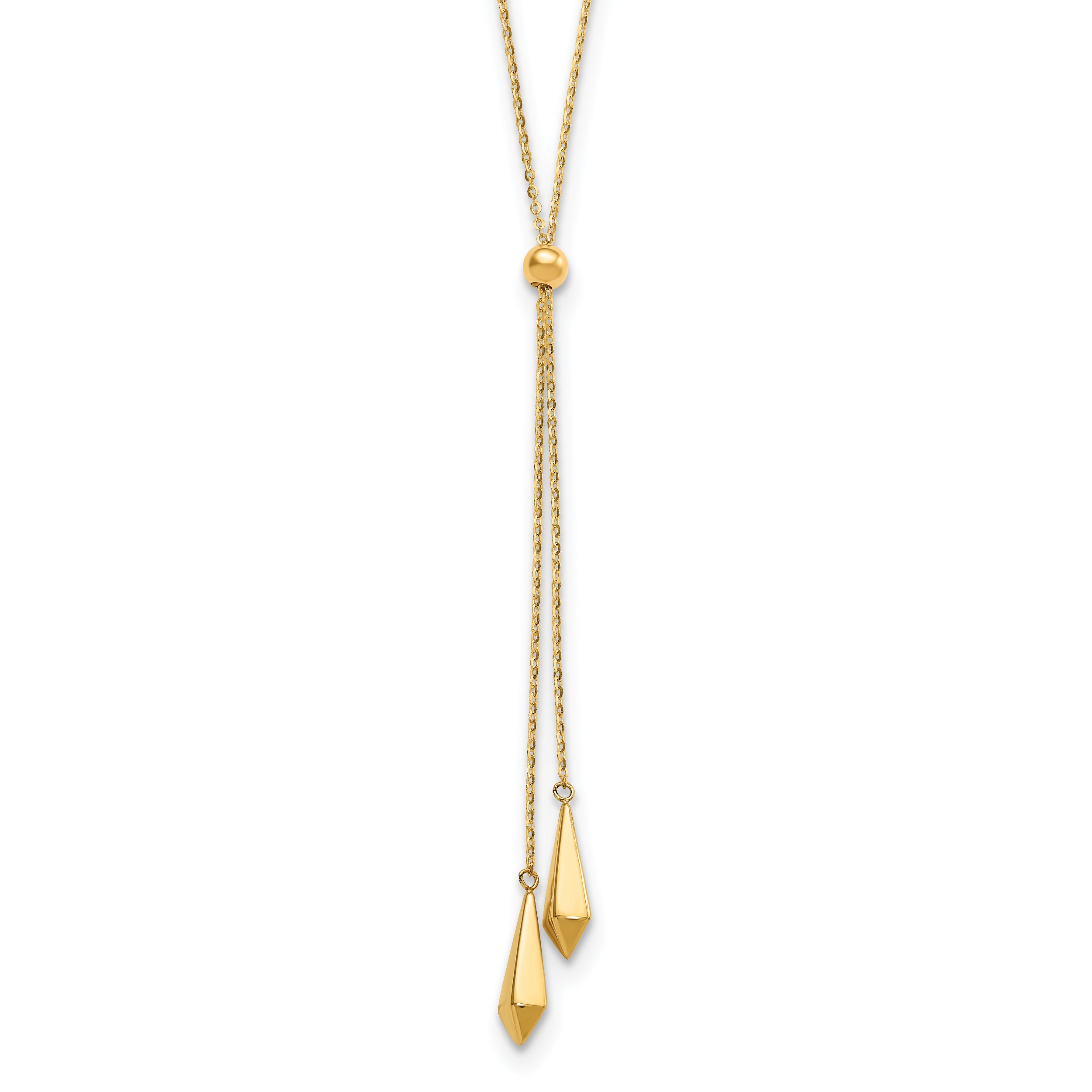 14K Polished Adjustable Y Drop Necklace