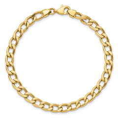 14K Polished and Textured Link Bracelet